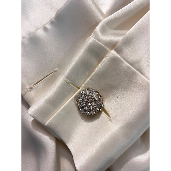 ST. JOHN Georgette Stretch Silk Blend Satin Top Blouse Petite P - Picture 7 of 7